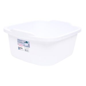 12Qt 15 3/4" x 12 1/2" x 6" Plastic Rectangular White Dish Pan 'Sterilite'
