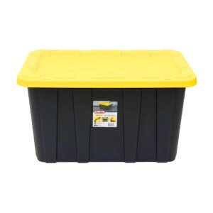 27 Gallon Black Industrial Tote w/ Yellow Lid