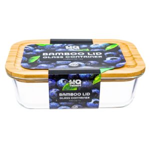 35oz / 1040ml Glass Food Container w/ Bamboo Lid