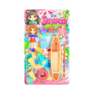 4.5" Girl Doll w/ 8" Canoe & Accessories