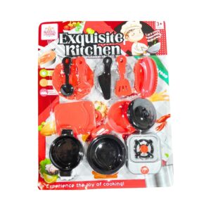 Kitchen Cooking Play Set (Black / Red / Silver)